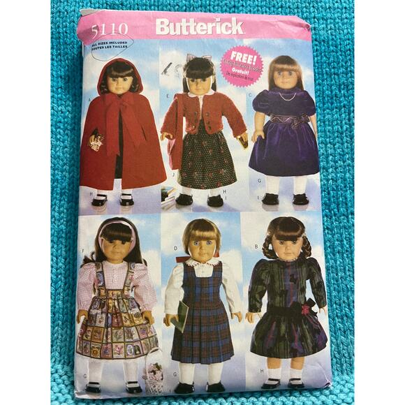 Butterick Sewing pattern 5110 18" doll clothes - Picture 1 of 9